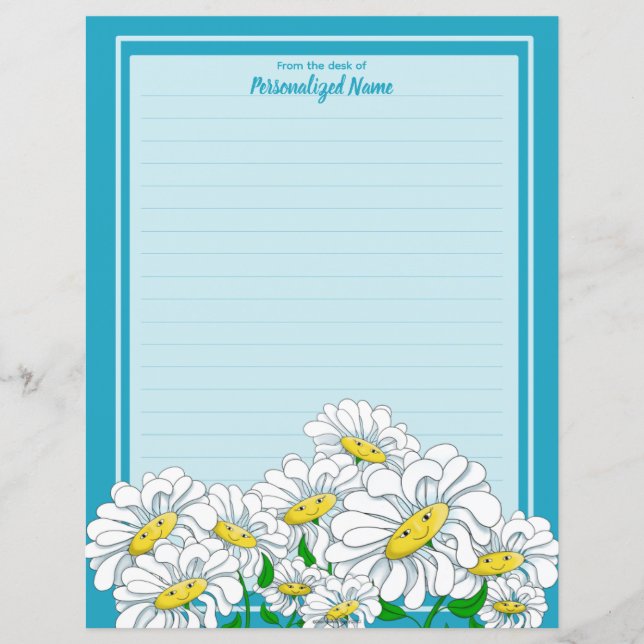 Bleu des marguerites joyeuses - Bleu feuille papie (Devant)