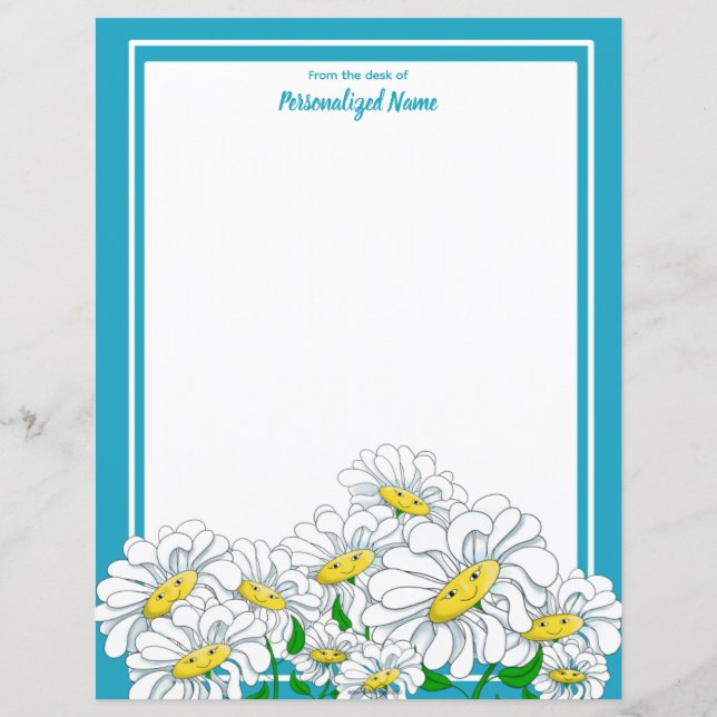 Bleu des marguerites joyeuses - Feuille de papier  (Devant)