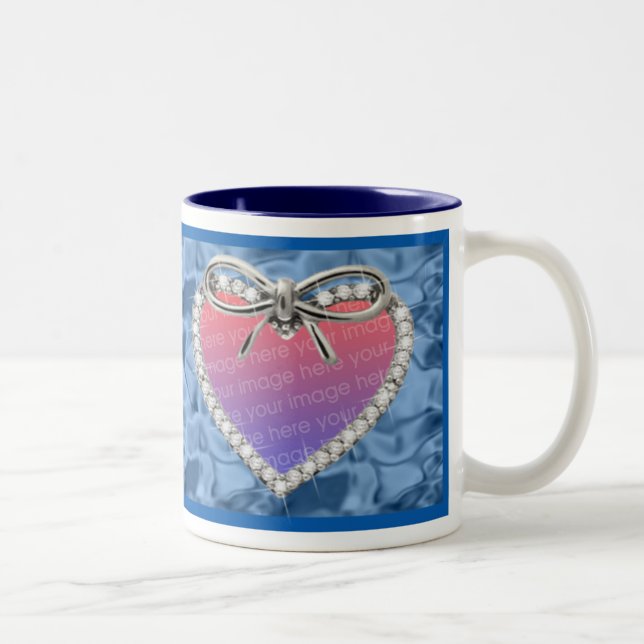 Bleu Diamant Coeur Frame Mug (Droit)