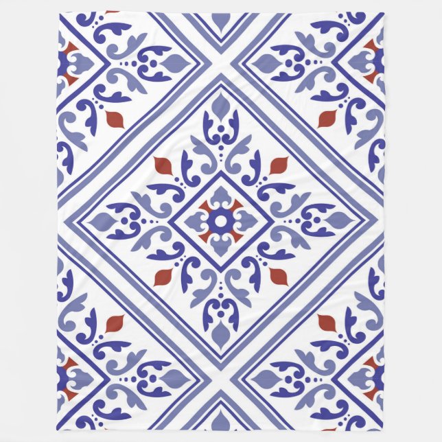 Bleu Diamant Géométrique Couverture polaire (Devant)