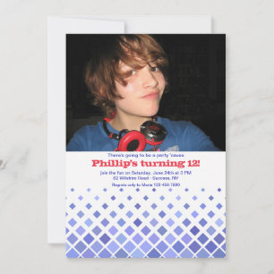 Bleu Diamants Photo Invitation