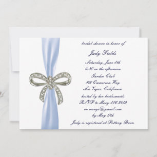Bleu Diamond Bow nuptiale douche Invitation