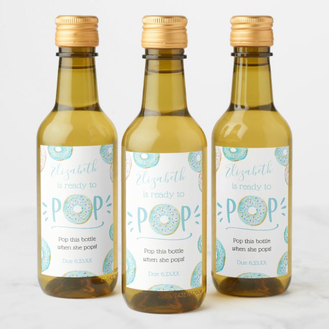 Bleu Donut Baby Pop it When She Pop Vin Étiquette (Bouteilles)