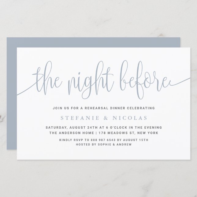 Bleu Doux La Nuit Avant Le Dîner De Répétition (Devant / Derrière)