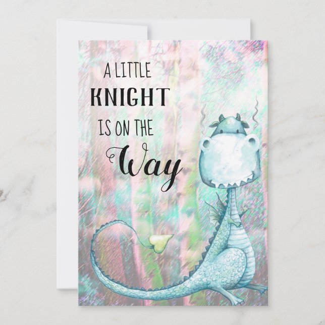 *~* Bleu Dragon Baby Boy Invitation Baby shower (Devant)