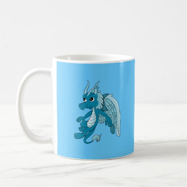 Bleu Dragon Cartoon Café Mug (Gauche)