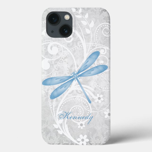 Bleu Dragonfly Personnalisé Coque-Mate coque iphon (Verso)