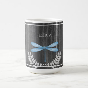 Bleu Dragonfly Rustic Personnalisé café Mug