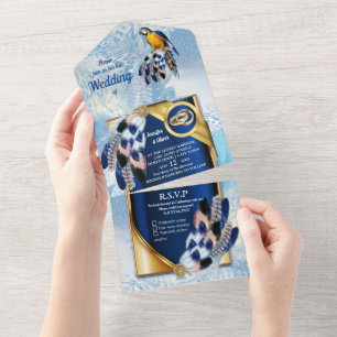 Bleu Dream Catcher All in One Wedding Invitation