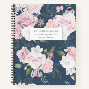 Bleu du jardin rose Carnet personnalisé