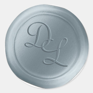 Bleu Dusté 2 Lettre Monogramme Stickers de cire