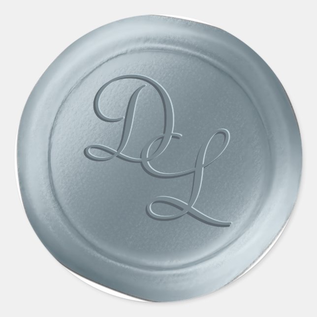 Bleu Dusté 2 Lettre Monogramme Stickers de cire (Devant)
