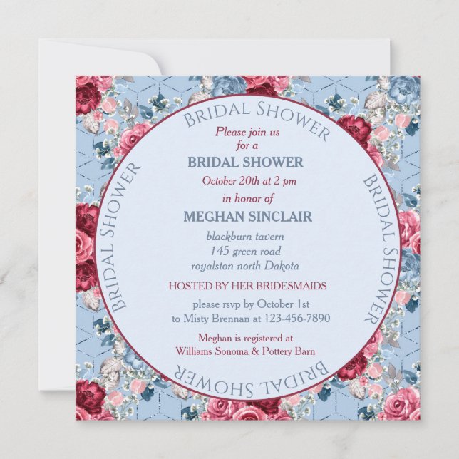 Bleu Dusty et Fête des mariées bordeaux (Devant)