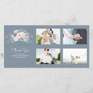 Bleu Dusty et Rose Merci Mariage Floral