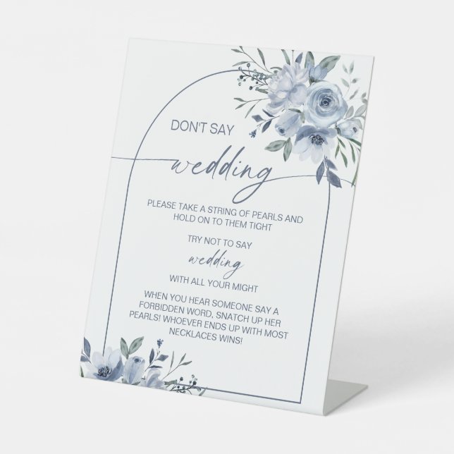 Bleu Dusty Ne pas dire Mariage Jeu Signe (Recto)