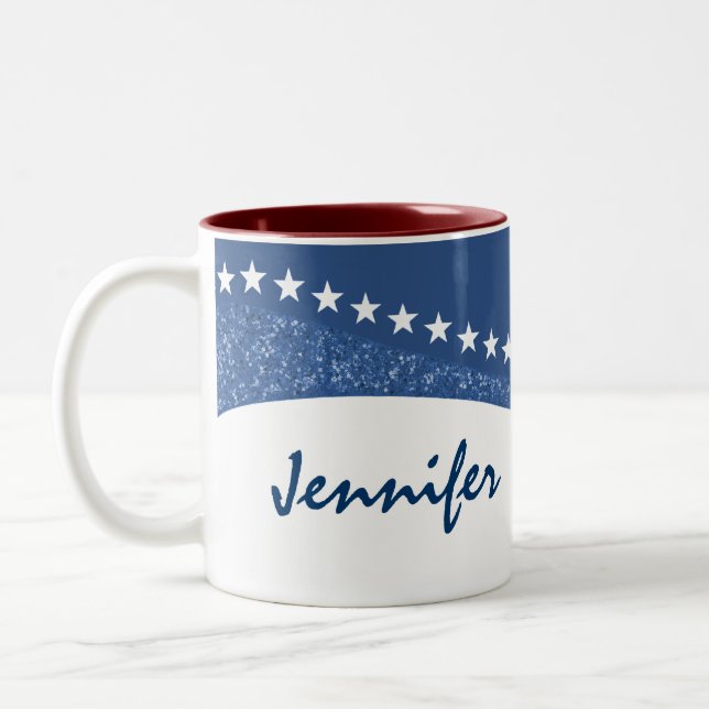 Bleu éblouissant courbe étoile Mug (Gauche)