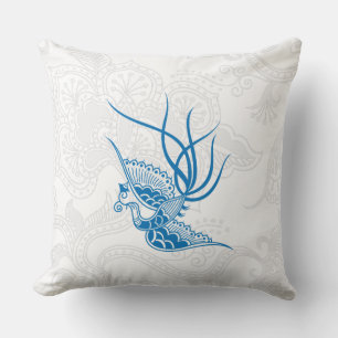 Bleu éblouissant et Coussin à motifs floraux