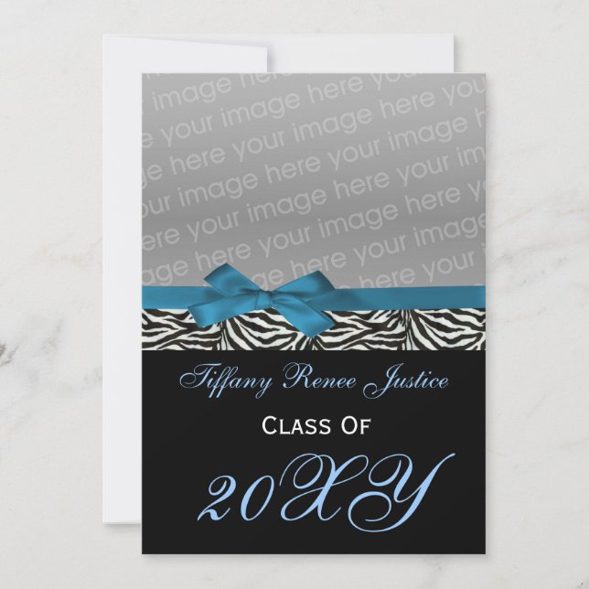 bleu éblouissant Photo de graduation Invitation (Devant)