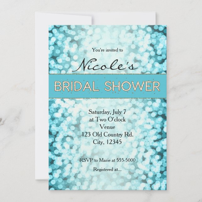 Bleu éclat lumière BRIDAL DOUCHE Invitations (Devant)