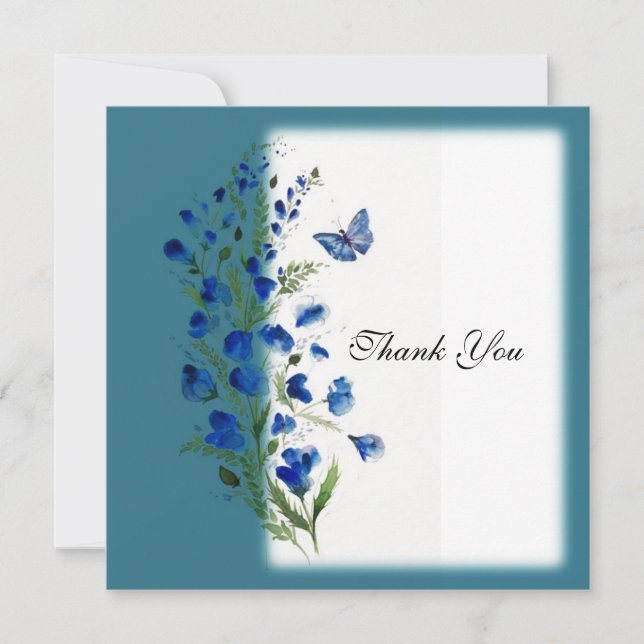 Bleu élégant avec fleurs (Devant)