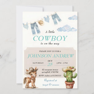 Bleu Elegant Cowboy Baby shower Invitation