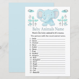 Bleu éléphant Bébé Animaux Nom Jeu