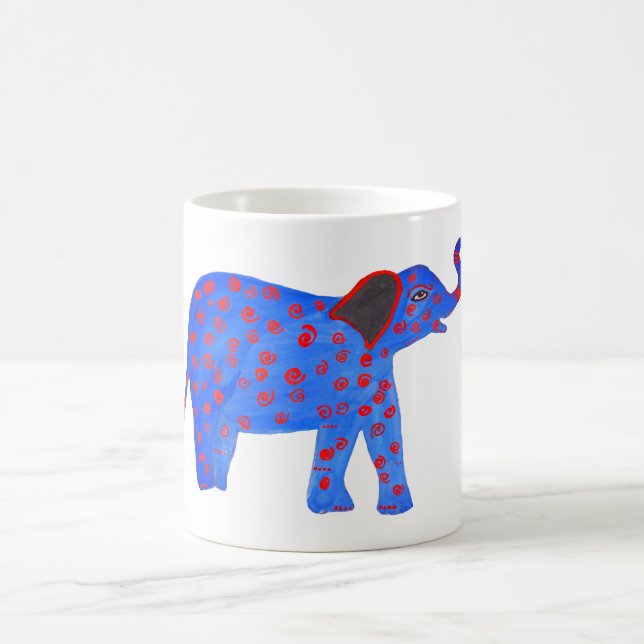 Bleu Eléphant Dessin Mug classique (Centre)