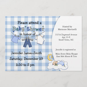 Bleu En vichy Baby Boy Shower Invitation