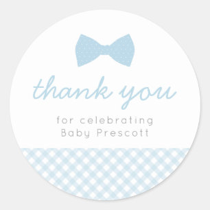 Bleu en vichy baby shower sticker