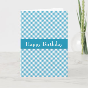 Bleu En vichy carte d'anniversaire