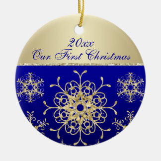 Bleu, ęr ornement de souvenir de Noël d'or