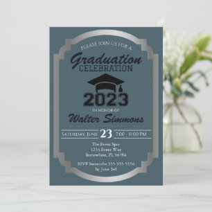 Bleu et Argent Célébration Invitation