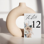 Bleu et beige Boho Floral Numéro de table<br><div class="desc">Habillez vos tables de mariage ou de fête avec votre carte de numéro de table Floral Boho Bleu & Beige.</div>