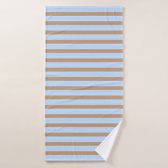 Bleu et blanc cinq bandes motif avec bronze (Serviette de bain)