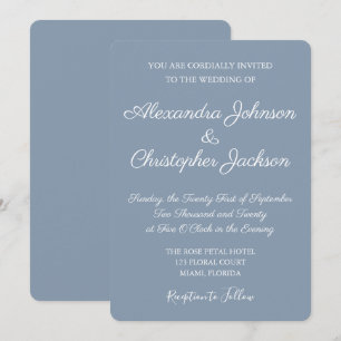 Bleu et blanc Dusty Faire-part de mariage simple