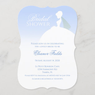 Bleu et blanc Elégant nuptiale douche Invitation