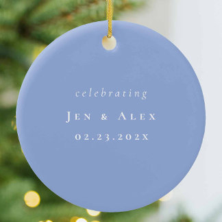 Bleu et blanc minimaliste Mariage ornement de Noël