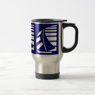 Bleu et blanc Racing Sailboat Mug