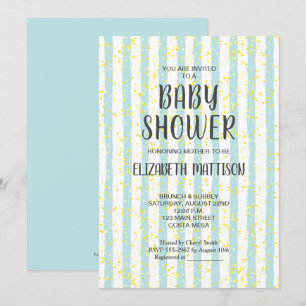 Bleu et blanc Stripes Boy Baby shower Invitation