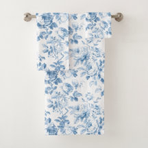 Bleu et blanc Toile de Pays Français Floral