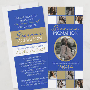 Bleu et bronze Or 9 photo Faire-part de graduation