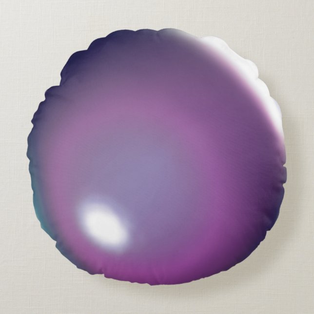 Bleu et bulle Plum Coussin rond (Devant)