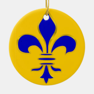 Bleu et Gold Fleur De Lis - ornement