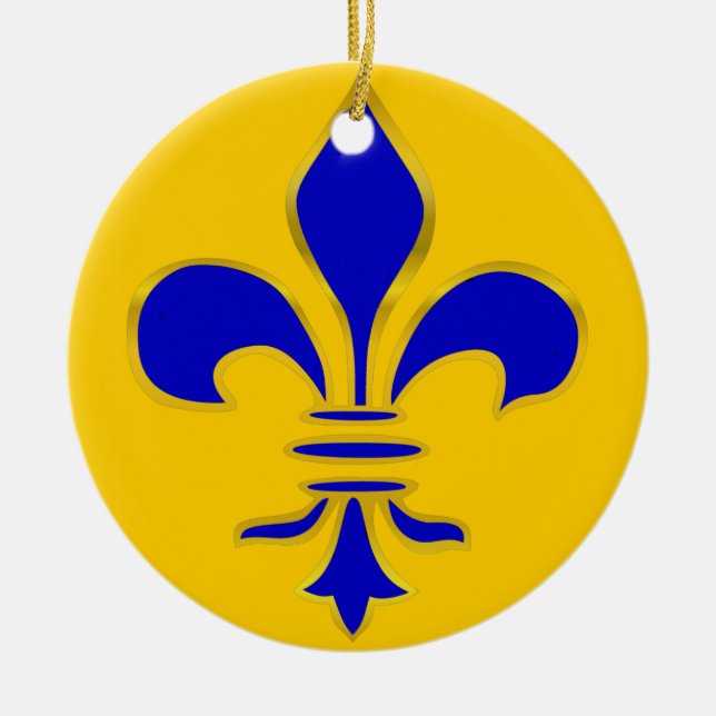 Bleu et Gold Fleur De Lis - ornement (Devant)