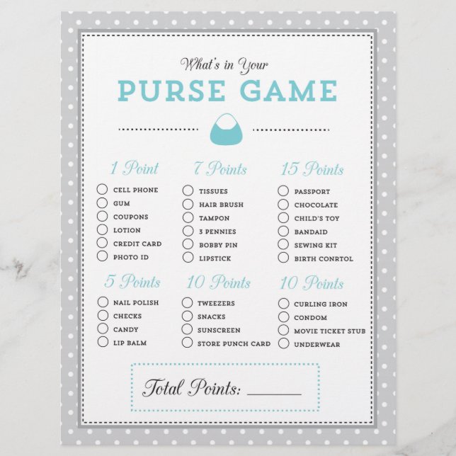 Bleu et gris Qu'est-ce que votre sac à main? Jeu (Devant)