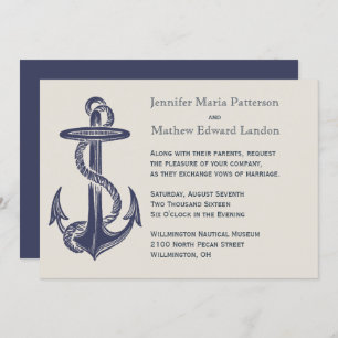 Bleu et ivoire Faire-part de mariage à thème