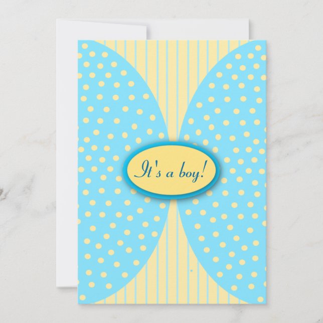 Bleu et Jaune Dots Bébé Invitations de douche (Devant)