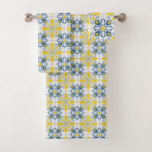 Bleu et jaune joli carrelage portugais motif