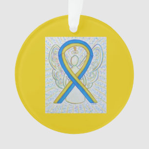Bleu et Jaune Sensibilisation Ruban Angel Ornement