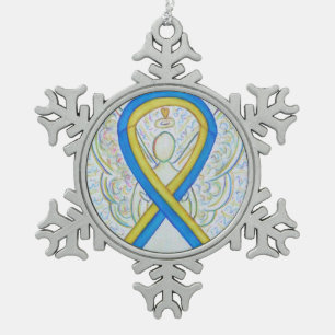 Bleu et Jaune Sensibilisation Ruban Angel Ornement